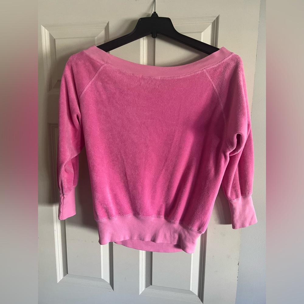 Juicy Couture S Vintage Y2K Pink Off-Shoulder Lounge Top Terry - Picture 5 of 10